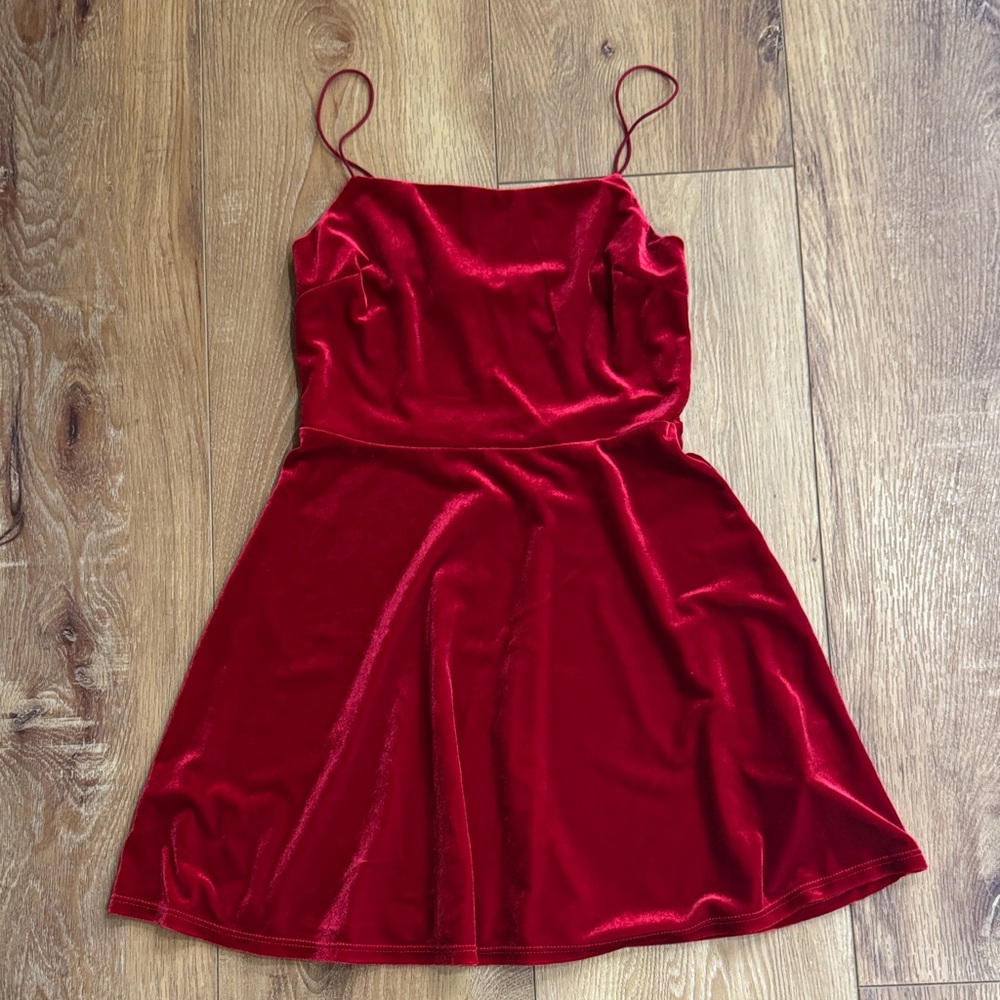UO Red Velvet Mini Dress